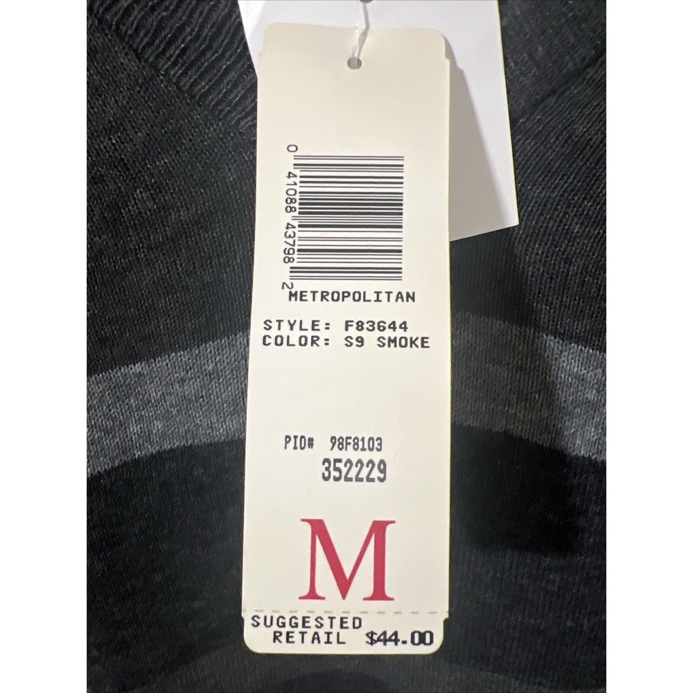 Cricket Lane Striped V-Neck Sweater Women's Medium Grey NWT Vintage Made in USA - Picture 8 of 8